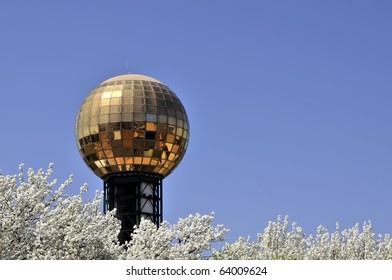 1982 World's Fair Sunsphere Knoxville TN In Spring Horizontal With Copy Space