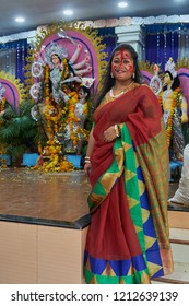 19-Oct-2018 Sindoor Khela (Amitayu) The Last Ritual For Bengali Married Women On Bijoya Dasami, Durga Puja Lok Gram Kalyan Maharashtra INDIA India