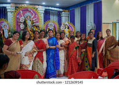 19-Oct-2018 Sindoor Khela (Amitayu) The Last Ritual For Bengali Married Women On Bijoya Dasami, Durga Puja Lok Gram Kalyan Maharashtra INDIA India