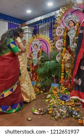 19-Oct-2018 Sindoor Khela (Amitayu) The Last Ritual For Bengali Married Women On Bijoya Dasami, Durga Puja Lok Gram Kalyan Maharashtra INDIA India