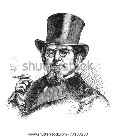19th century businessman. Engraving from Scribner's magazine may 1872.