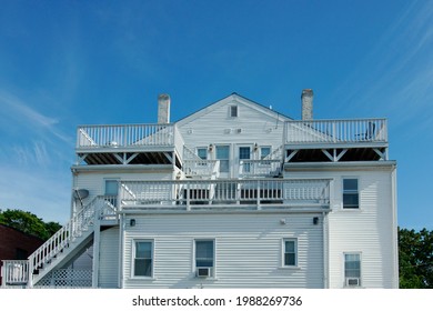 19th Century Greek Revival House In Medway Village National Historical District MA USA