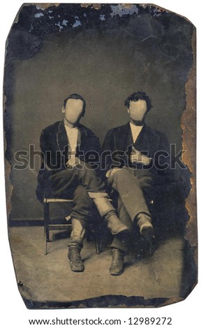 19th Century Tin Type Photography, Faces Cloned Out