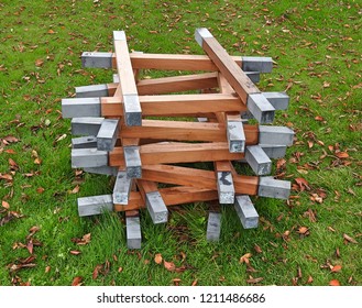 19th October 2018 Dublin. Outdoor Jenga Game Display In National Botanic Gardens, Dublin.