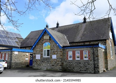 1st April 2022- The Old Llanfihangel Abercynon Board School Building Building In 1877, Now Used As A Day Nursery, In The Town Centre At St Clears, Carmarthenshire, Wales, UK.