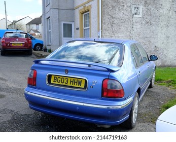 1st April 2022- A Stylish Blue Rover 45 Impression S3, Five Door Hatchback Car, In A Parking Area Near The Town Centre At St Clears, Carmarthenshire, Wales, UK.