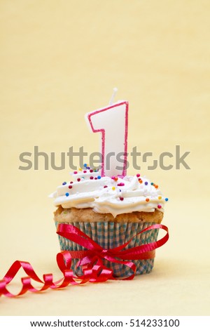 1st Birthday Single Cupcake Number 1 Stock Photo Edit Now