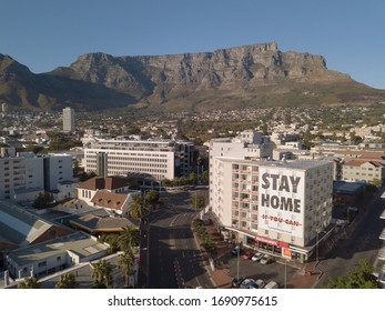 2 April 2020 - Cape Town, South Africa: Aerial View Of Empty Streets In Cape Town, South Africa During The Covid 19 Lockdown.