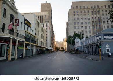 2 April 2020 - Cape Town,South Africa : Empty Streets In The City Of Cape Town During The Lockdown For Covid-19