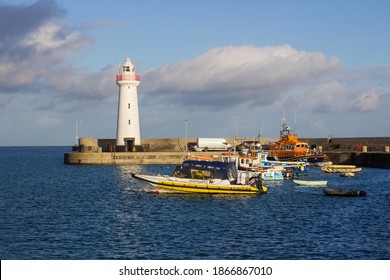 2 December 2020 Donaghadee Harbour And Lighthouse On The Ards Peninsula In Northern Ireland Bathed In Winter Sunshine On A Bight Yet Cold Winter Afternoonc