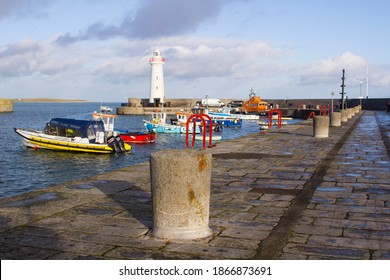 2 December 2020 Donaghadee Harbour And Lighthouse On The Ards Peninsula In Northern Ireland Bathed In Winter Sunshine On A Bight Yet Cold Winter Afternoonc