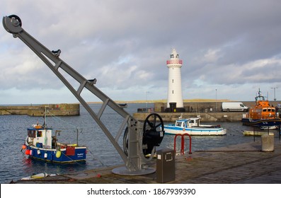 2 December 2020 Donaghadee Harbour And Lighthouse On The Ards Peninsula In Northern Ireland Bathed In Winter Sunshine On A Bight Yet Cold Winter Afternoonc