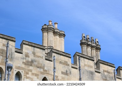 2 June 2022 - Windsor, England: Windsor Castle Exterior With Blue Sky Above