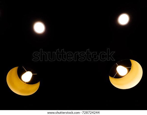 2 Sets Ceiling Yellow Lights Look Stock Photo Edit Now 728724244