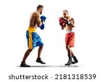 2 two professional box figters isolated on the white background