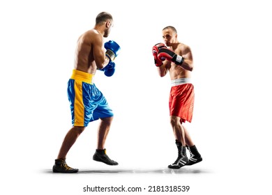 2 two professional box figters isolated on the white background - Shutterstock ID 2181318539