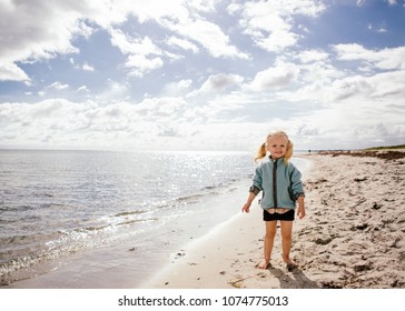 2 Year Old On The Beach In Denmark - Early Fall