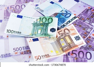 20, 50, 100, and 500 Euro Bills
