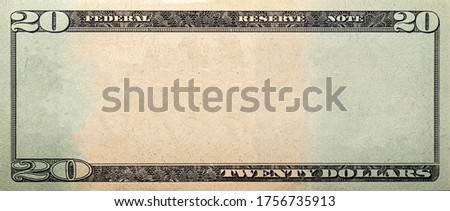 20 dollar bill with empty middle area