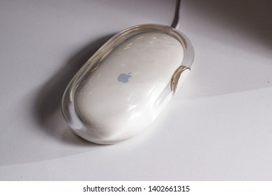 20 September 2017, Moscow, Russia. The Exhibits Of The Apple Museum In Moscow. Old Apple Computer Mouse.