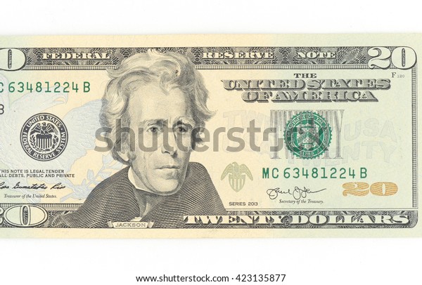 20 Us Dollar Money Isolated On Stock Photo (Edit Now) 423135877