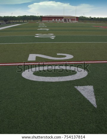 20 yard line hash mark on the football field.