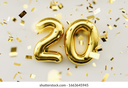 20 years old. Gold balloons number 20th anniversary, happy birthday congratulations - Shutterstock ID 1663645945
