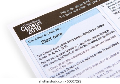 The 2010 United States Census Form On A White Background