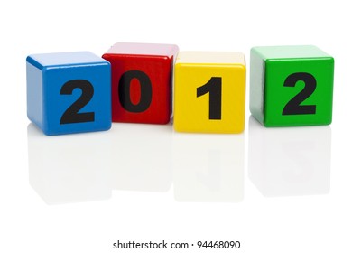 2012 Printed On Four Building Blocks, Isolated