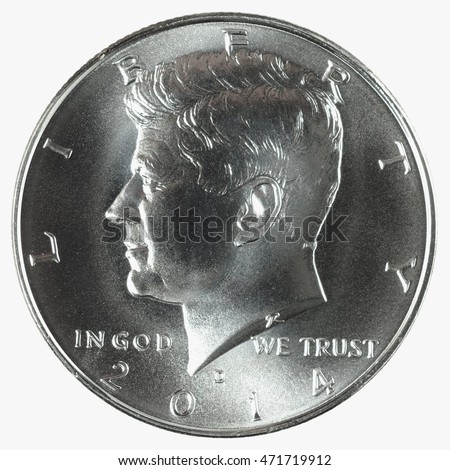 2014 D John F Kennedy 50 Cents, Half Dollar, High Relief Silver Coin.  Obverse (heads) side showing.