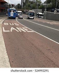 2016 November, 29 : View Of Bus Lane In Parramatta, Sydney Australia