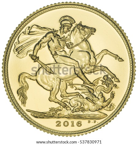 2016 QEII Gold Sovereign. St. George and Dragon reverse.