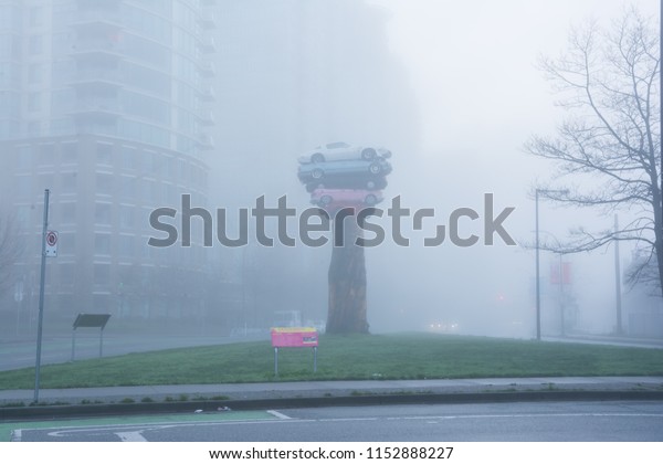 2016-December-03: Trans Am Totem,\
public art installation in Vancouver, British Columbia, Canada,\
created by sculptor Marcus Bowcott is a part of  the Vancouver\
Biennale.