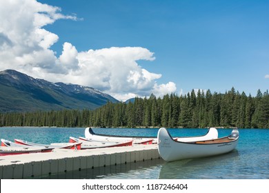 2016-July-06: The view of canadian rockies from Boat house of Jasper Park lodge located at Jasper Alberta Canada