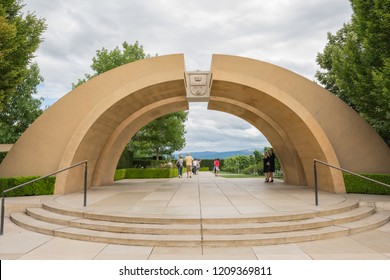 2016-July-09: Arches and Keystone at the Entrance of Mission Hill winery located at West Kelowna British Columbia Canada