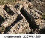 2017 07 04 part of the Phoenician Punic necropolis of Tharros, ancient tombs, a precious tourist attraction