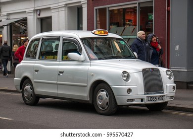 2017 March 1. London, UK.  White Taxi In London