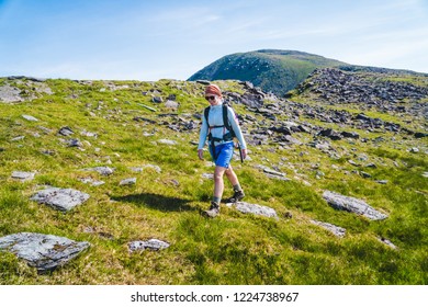 2018 Carrauntoohil mountain: Woman on the trail to mount Carrauntoohil