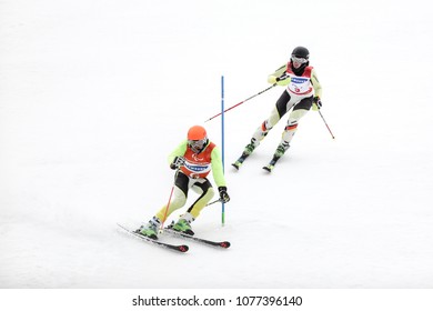 2018 March 18th Peyongchang 2018 Paralympic Games In South Korea. Slalom Visually Impaired Athletes