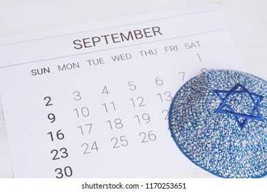 2018 September Calendar Kippah Rosh Hashana Stock Photo 1170253651 ...