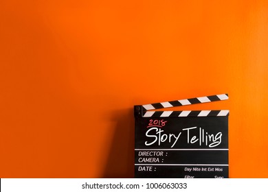 2018 story telling text title on film slate