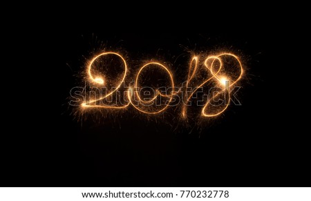 2018 text from light firework sparkler,