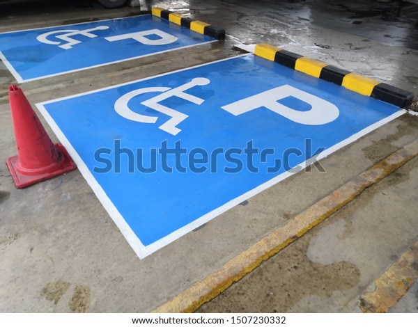 2019 at Ayutthaya parking lot Image of parking
space for disabled people