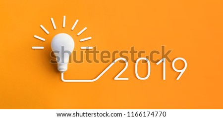 2019 creativity inspiration concepts with lightbulb on pastel color background.Business solution,planning ideas.glowing contents
