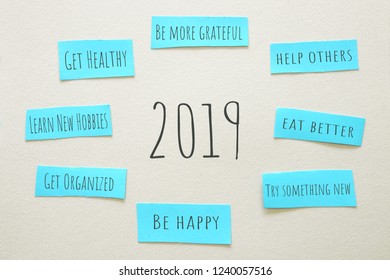 2019 Goals List Written Over Torn Papers On White Background