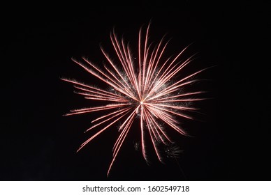 2019 New Years Firework celebration over London seen from Alexandra Palace in North London, United Kingdom.