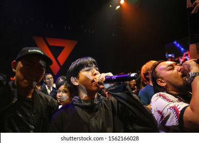 2019,November,16,Bangkok,Thailand,Future Forward Party concert invite Rap against dictatorship speaks to his supporters during a party event - Shutterstock ID 1562166028