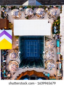 2020. 08.02. Europe Hungary Budapest 360 Rooftop Bar. Andrassy Street. Roofs. Aerial. Cityscape. Topdown Photo.