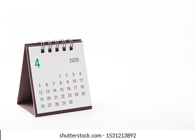 2020 April Calendar On White Background