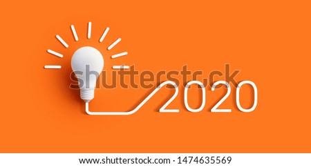 2020 creativity inspiration concepts with lightbulb on color background.Business solution,planning ideas.glowing contents
